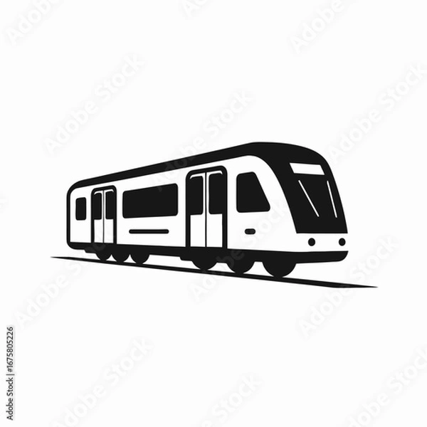 Fototapeta Modern high speed passenger train, metro, railroad illustration vector design silhouette