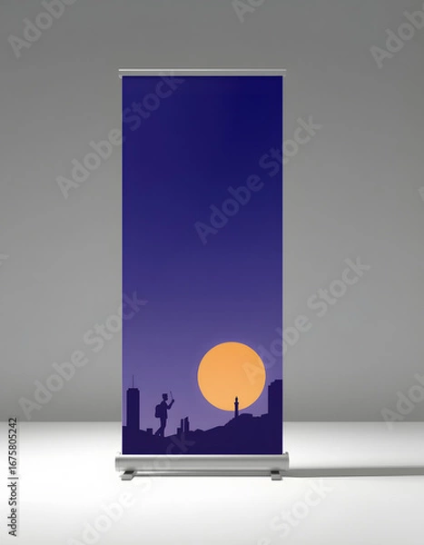 Obraz Presentation banners or rollup. 3D Illustration, silhouette. isolated with white highlights