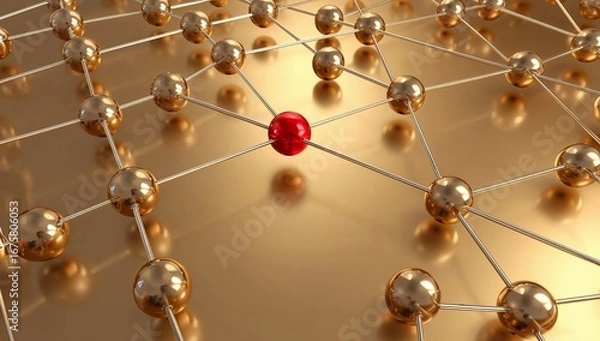 Fototapeta Sphere network golden sphere abstract red sphere background