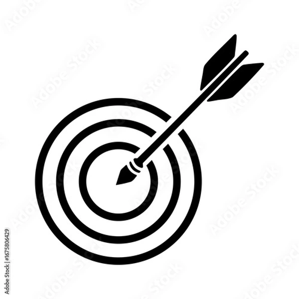 Fototapeta Arrow on Target Icon for Goal Achievement & Success