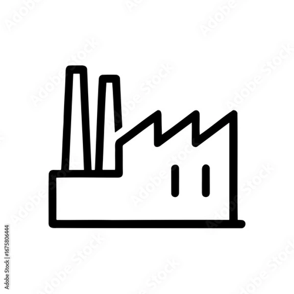 Fototapeta Factory Icon, Industrial Building for Manufacturing & Production