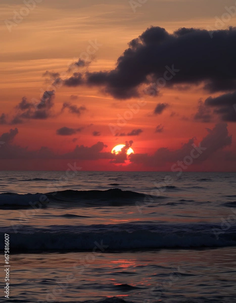 Obraz sunset over the sea, moody sunset, Dreamy. isolated with white highlights