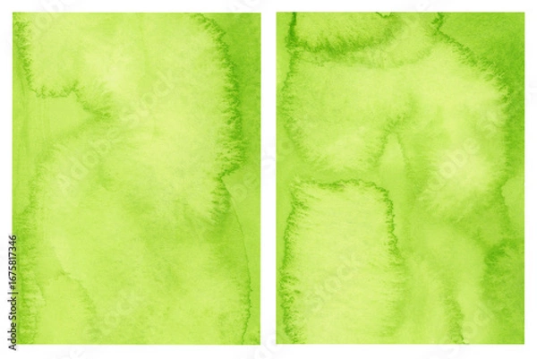 Fototapeta Light Green Watercolor Textured Background Vintage Backdrop Set for copy and text space hand painted on paper
