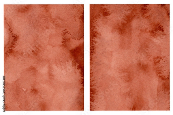 Fototapeta Reddish Brown Watercolor Textured Background Vintage Backdrop for copy and text space hand painted on paper
