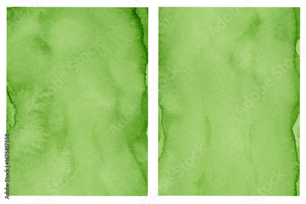 Fototapeta Watercolor Green Textured Background Vintage Backdrop Set for copy and text space hand painted on paper