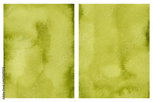 Fototapeta Olive Green Watercolor Textured Background Vintage Backdrop Set for copy and text space hand painted on paper