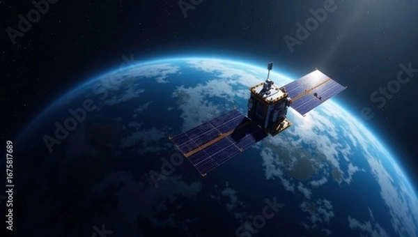 Fototapeta space shuttle and moon, satellite orbiting earth, satellite dish on the earth, satellite in space, satellite dish on the earth, spaceship and earth, space shuttle launch, satellite and earth, satellit