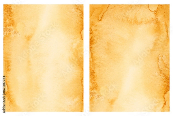 Fototapeta Golden Yellow Watercolor Textured Background Vintage Backdrop Set for copy and text space hand painted on paper