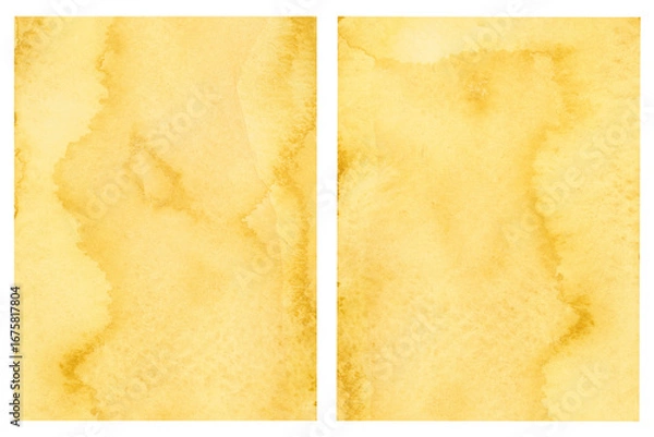 Fototapeta Yellow Ochre Watercolor Textured Background Vintage Backdrop Set for copy and text space hand painted on paper