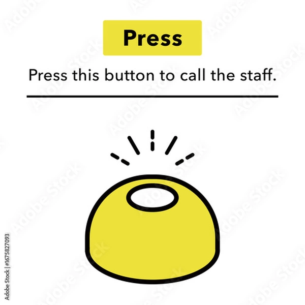Fototapeta お店のシンプルな呼び出しベル・ボタンのアイコン ベクターイラスト 案内看板