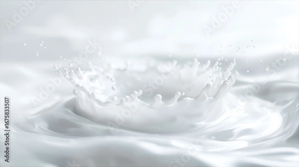 Obraz ミルククラウンが舞う水しぶきと一雫の乳液が織りなす透明感あふれるモイスチャー保湿液_潤いと保湿を実現するミルクの美容
