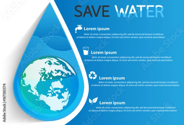 Obraz save water info graphic design vector or background 
