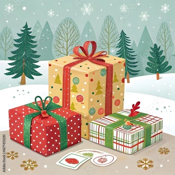 Fototapeta christmas tree with gifts