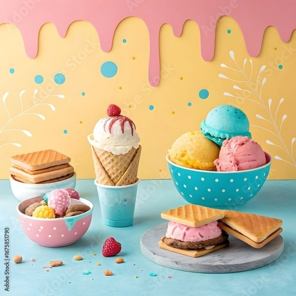 Fototapeta ice cream cupcakes