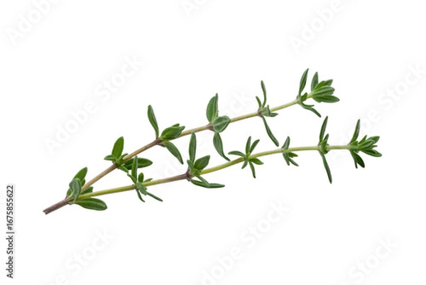 Obraz Fresh thyme sprigs isolated on a transparent background, perfect for culinary or medicinal uses. background removed
