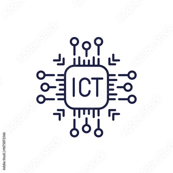 Fototapeta ICT icon, Information and communications technology line design