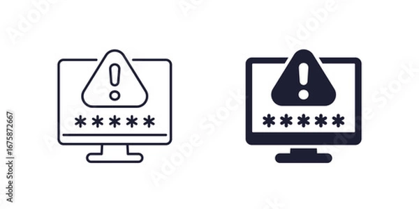 Fototapeta password warning icon, line and solid design