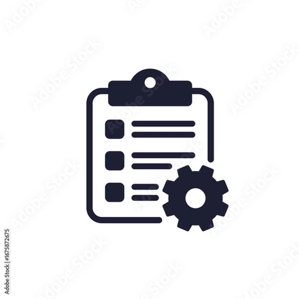 Fototapeta project specification icon with gear and clipboard