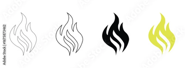 Fototapeta Fire flames set vector illustration with tribal design elements and symbols