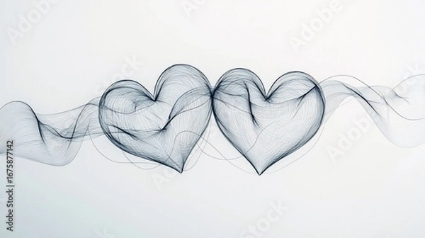 Fototapeta Intertwined Hearts Abstract Line Art Design