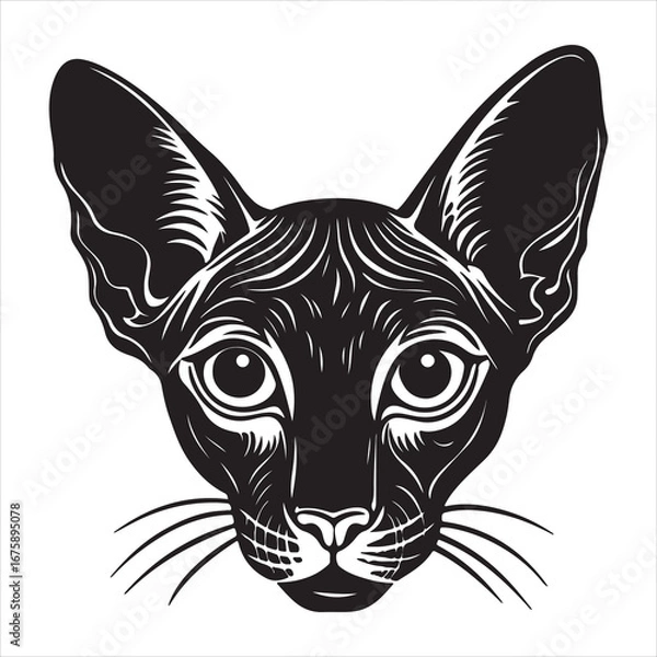 Fototapeta A Sleek Portrait of an Oriental Shorthair Cat, a Svelte and Vocal Breed with a Distinctive Angular Face, Large Ears, and a Short, Glossy Coat