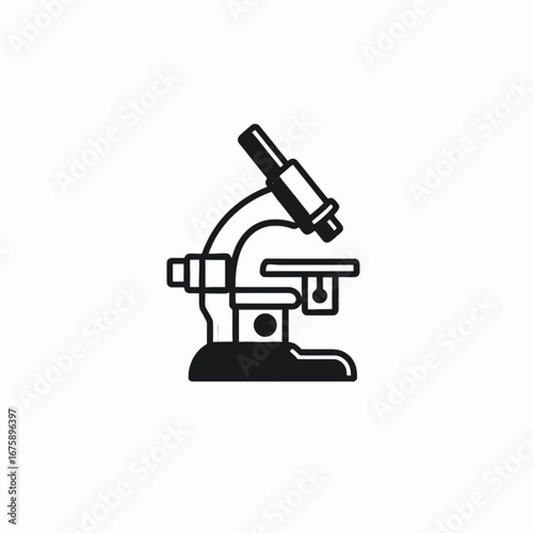 Obraz Laboratory analysis tool: microscope showing a precise and stylized medical silhouette