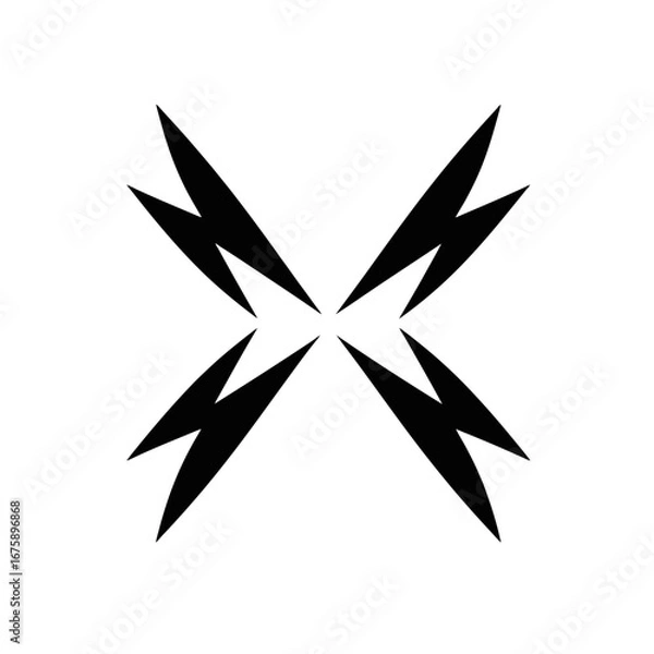 Obraz Striking lightning bolt arrangement against a white background, a bold electrifying silhouette