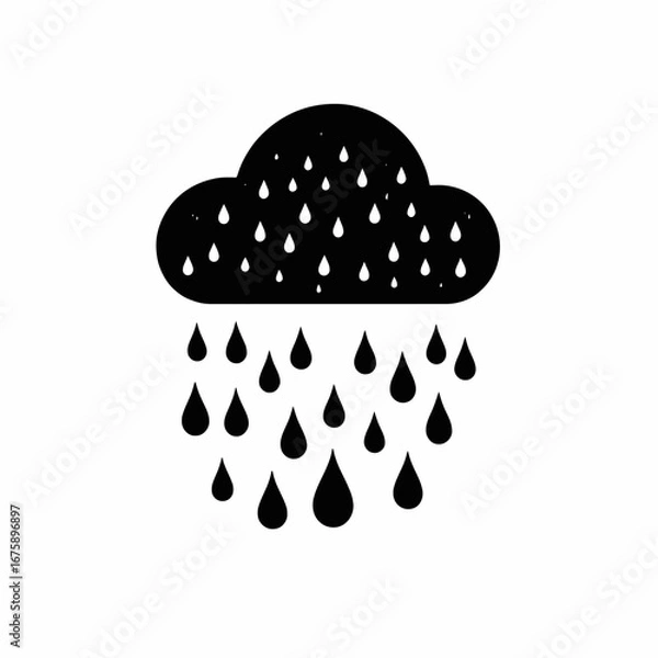 Obraz Dramatic dark storm cloud with falling rain graphic art silhouette