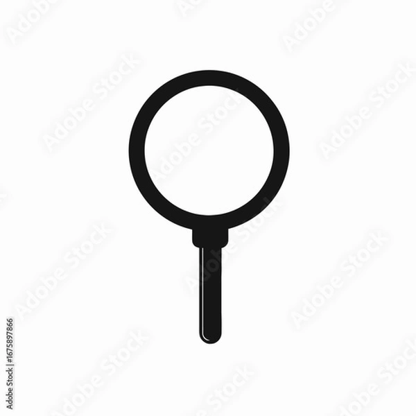 Fototapeta Sleek magnifying glass illustration depicting exploration and discovery in black silhouette