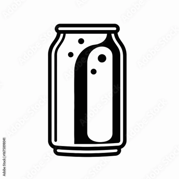 Fototapeta Stylish beverage can illustration for modern design needs in black silhouette