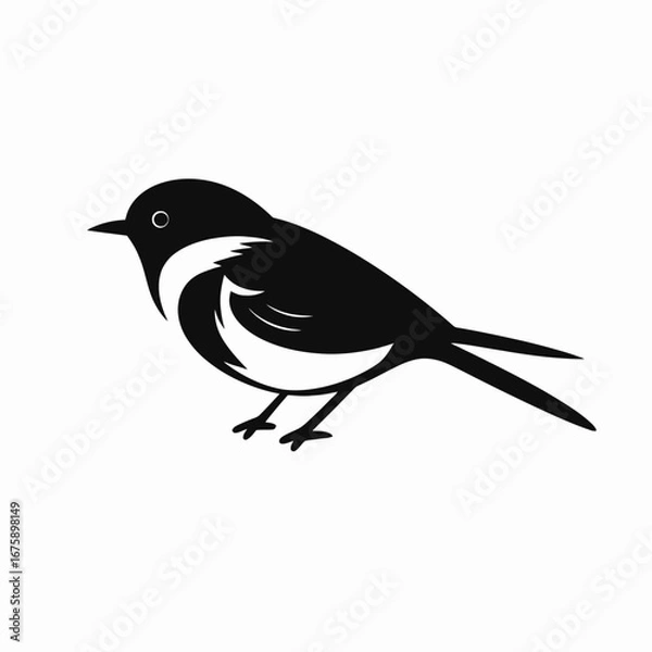 Fototapeta Striking black and white bird illustration creating a simplistic wildlife silhouette