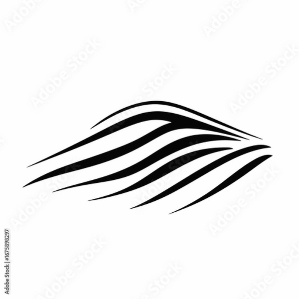 Fototapeta Abstract zebra pattern optical illusion black line wave flow silhouette