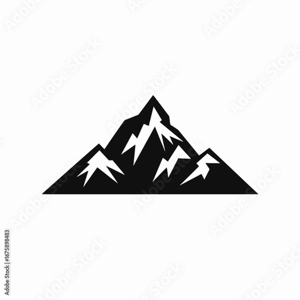 Fototapeta Stark mountain peak design with minimalist snow details in dramatic silhouette