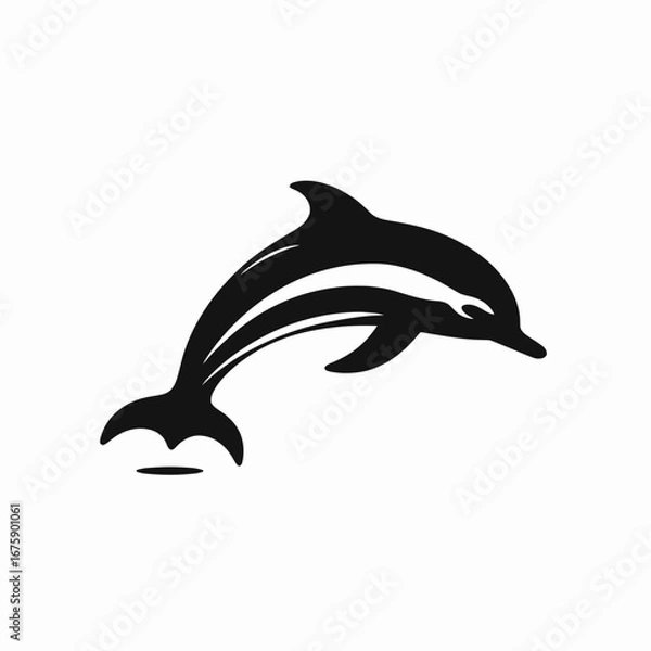 Obraz Elegant leaping dolphin artwork, a sea creature in striking black silhouette