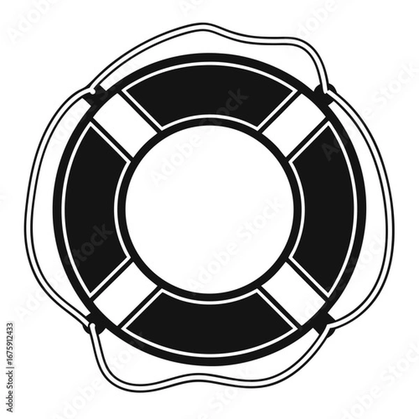 Fototapeta Black Silhouette of Emergency Water Aid Ring Lifesaving Safety Icon