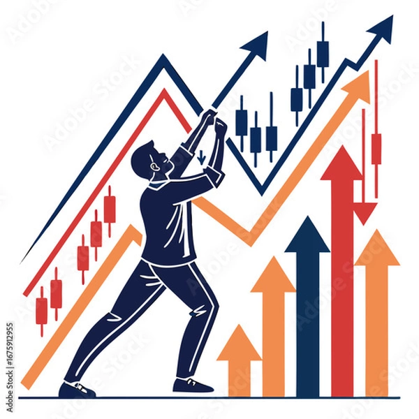 Obraz business man and graph
