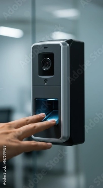 Fototapeta Biometric Fingerprint Scanner for Secure Access Control
