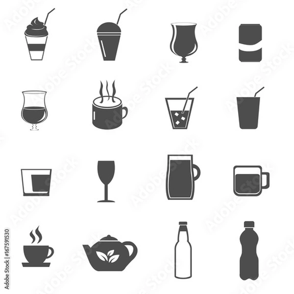 Obraz drink and beverage icons set vector