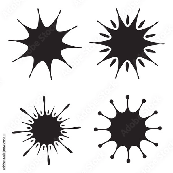 Fototapeta Stylized Black Ink Splashes Modern Minimalist Silhouette Art