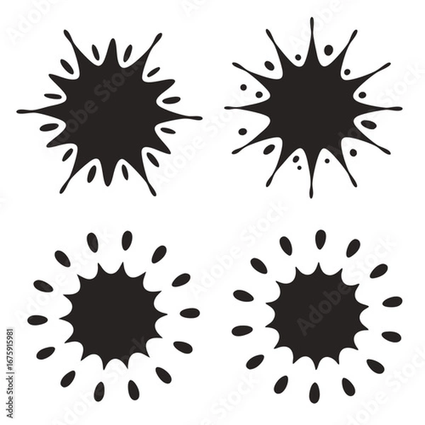 Fototapeta Dynamic Black Ink Splashes Silhouette Minimalist Graphic Design