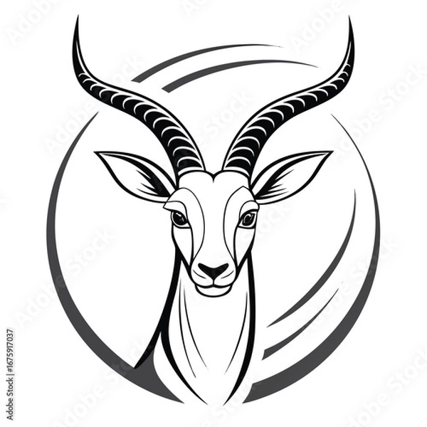 Fototapeta Elegant Antelope Head Silhouette Minimalist Curved Horns Design