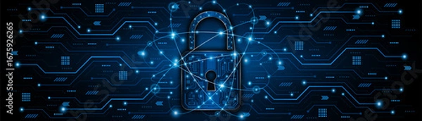 Fototapeta Lock icon. Cyber ​​security and data protection concepts and privacy. Innovative concept of advanced safety technology	