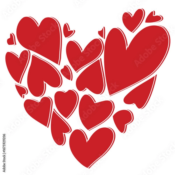 Obraz Hand-drawn hearts in the shape of a heart