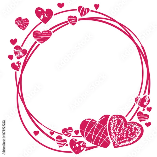 Obraz Doodle hearts frame with various hand-drawn hearts.