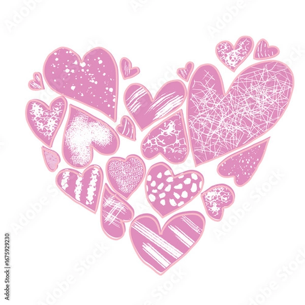 Obraz Hand-drawn hearts in the shape of a heart