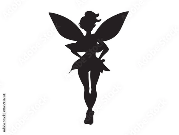 Fototapeta Beautiful Fairy Character Shape in Decorative Solid Vector Art
