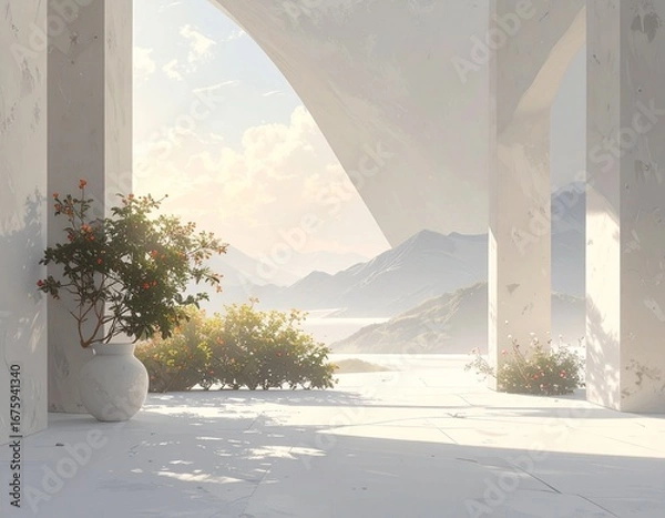 Obraz A white room with soft sunlight 