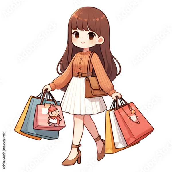 Obraz a shopping girl vector