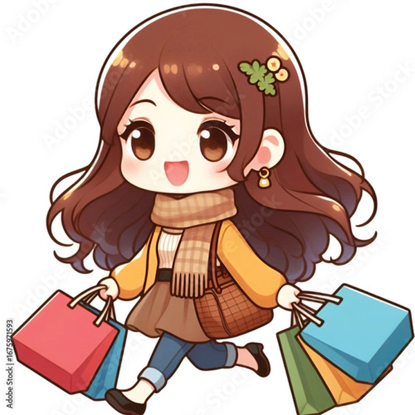Obraz a shopping girl vector
