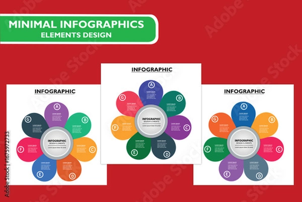 Fototapeta Flower-petal-shaped infographic with lettered segments (A to G) around a central core.